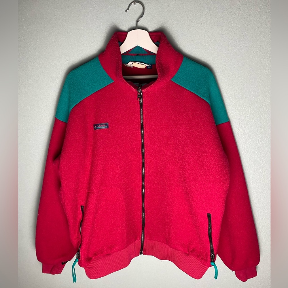 Vintage Columbia Sportswear Company Long Sleeve Pink Fleece Full Zip Jack ize XL